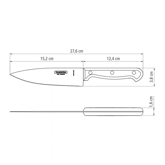 Faca Chef 6" Ultracorte Tramontina Cabo De Polipropileno Preto